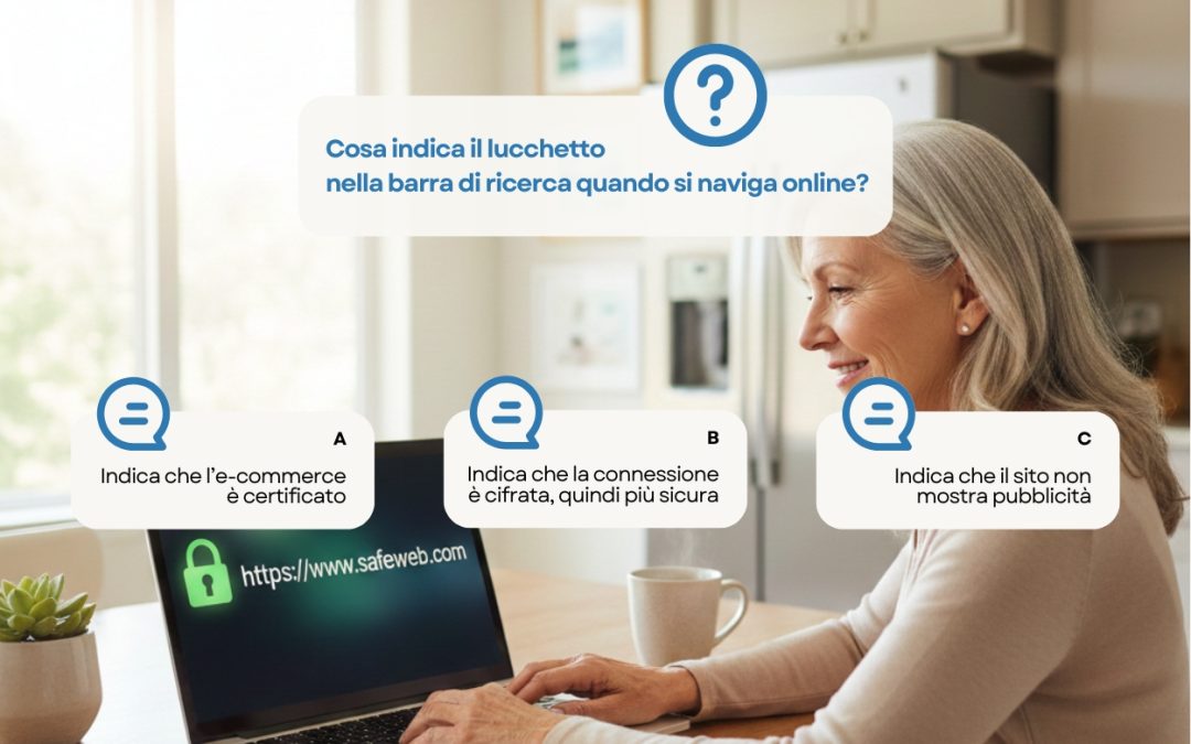 Cosa indica il lucchetto nella barra di ricerca quando si naviga online?